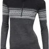 Aclima DesignWool Marius Undert&oslash;j Damer, Gr&aring; -Campingtøj Butik aclima designwool marius mock neck shirt women norefjell 1 2