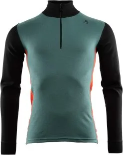 Aclima WarmWool Skjorte Med Lynl&aring;s Med Kappe Og Hals Herrer, Sort/petroleumsgr&oslash;n