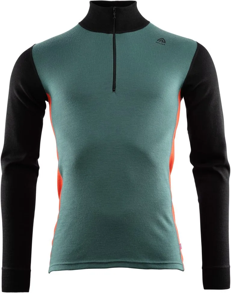 Aclima WarmWool Skjorte Med Lynlås Med Kappe Og Hals Herrer, Sort/petroleumsgrøn 3 Aclima WarmWool Skjorte Med Lynlås Med Kappe Og Hals Herrer, Sort/petroleumsgrøn