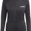 Adidas TERREX MT Fleecejakke Med Fuld Lynl&aring;s Damer, Bl&aring; -Campingtøj Butik adidas terrex mt full zip fleece jacket women black 8 1