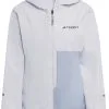 Adidas TERREX MT RR 2.5L Shell Jacket Women, S&oslash;lv/bl&aring; -Campingtøj Butik adidas terrex mt rr 25l shell jacket women silver dawn 7