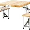 CAMPZ Iwaki Picnicbord S&aelig;t I Grantr&aelig;, Brun/gr&aring; -Campingtøj Butik campz iwaki fir wood picnic furniture set brown silver 21