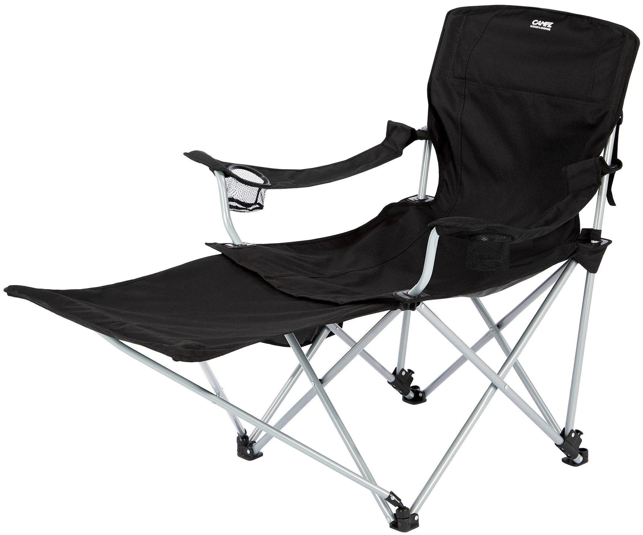 CAMPZ Lounger Foldestol Med Aftagelig Fodstøtte, Sort 3 CAMPZ Lounger Foldestol Med Aftagelig Fodstøtte, Sort