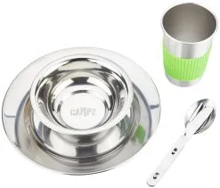 CAMPZ Stainless Steel Dinner Set 1 Person, S&oslash;lv