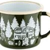 CAMPZ Wanderlust Emaljekrus, Gr&oslash;n/hvid -Campingtøj Butik campz wanderlust enamel mug forrest green white cream 5
