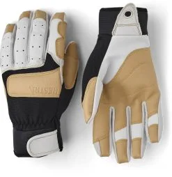 Hestra Climbers Long 5-finger Handsker, Hvid/sort