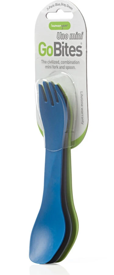 Humangear GoBites UNO Mini Bestik 3-pak, Blå/grå 3 Humangear GoBites UNO Mini Bestik 3-pak, Blå/grå