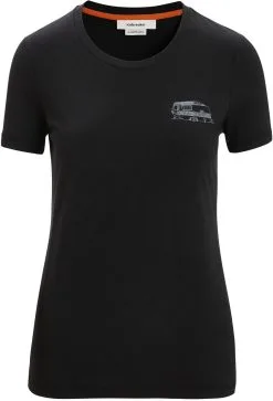 Icebreaker Central Classic Caravan Life SS Tee Women, Sort