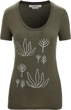 Icebreaker Tech Lite II Fresh Growth SS Scoop Tee Women, Oliven