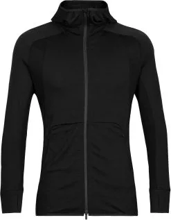 Icebreaker ZoneKnit LS Zip Hoodie Med Lynl&aring;s Herrer, Sort