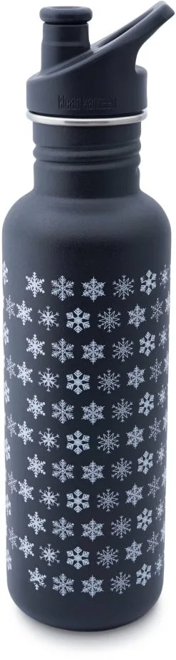 Klean Kanteen Classic Crystals Flaske 800 Ml Med Sportsl&aring;g, Sort