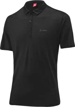 Loeffler L&ouml;ffler Merino-Tencel Polo Herrer, Sort