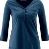 Maier Sports Clare 3/4 Bluse Damer, Blå 1 Maier Sports Clare 3/4 Bluse Damer, Blå -Campingtøj Butik maier sports clare 3 4 shirt women aviator melange 2