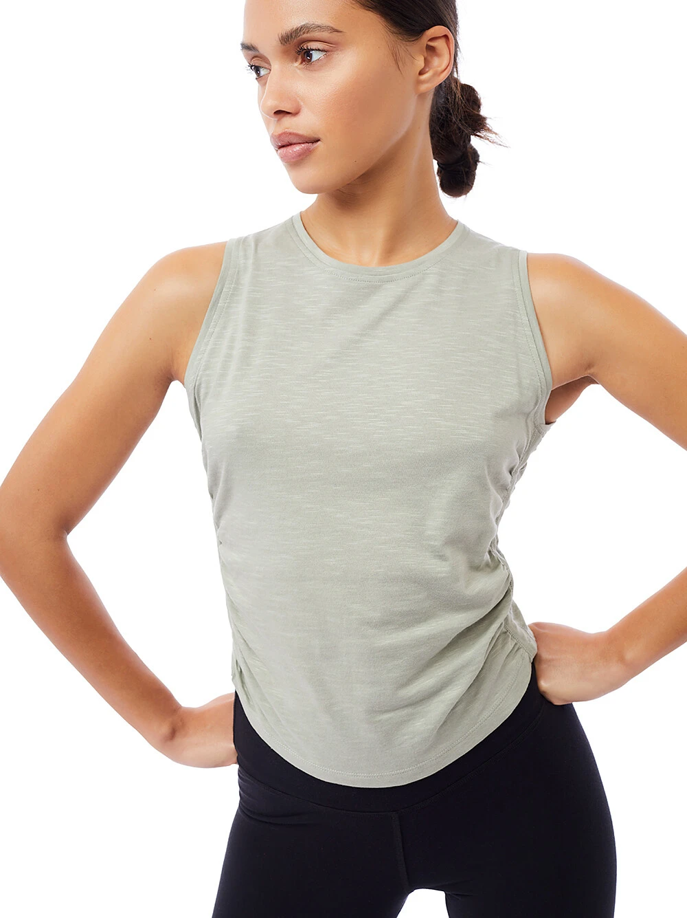 MANDALA Side Ruffled Top Women, Grå 3 MANDALA Side Ruffled Top Women, Grå