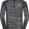 Odlo Blackcomb Eco LS Halfzip Baselayer Turtle Neck Top Med Halv Lynl&aring;s Herrer, Gr&oslash;n/sort