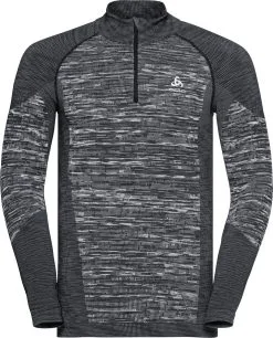 Odlo Blackcomb Eco LS Halfzip Baselayer Turtle Neck Top Med Halv Lynl&aring;s Herrer, Gr&oslash;n/sort