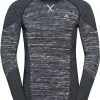 Odlo Blackcomb Plus Top Crew Neck L/S Herrer, Petroleumsgr&oslash;n/sort -Campingtøj Butik odlo blackcomb eco top crew neck l s men black space dye 2