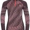 Odlo Blackcomb Plus Top Skildpaddehals L/S Half-Zip Damer, Pink -Campingtøj Butik odlo blackcomb eco top turtle neck l s half zip women black space dye 2