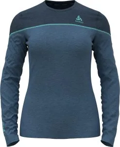 Odlo Revelstoke Performance Wool 150 LS Baselayer Crew Neck Top Damer, Petroleumsgr&oslash;n