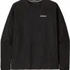 Patagonia P-6 Logo LS Ansvarlig Herrer, Gr&aring; -Campingtøj Butik patagonia p 6 logo long sleeved responsibili tee men black 6 2