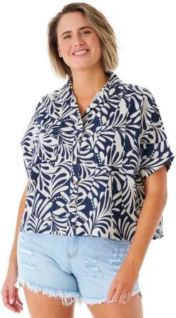 Rip Curl Afterglow SS Shirt Women, Bl&aring;/beige