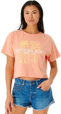 Rip Curl Always Summer Cropped T-shirt Damer, R&oslash;d