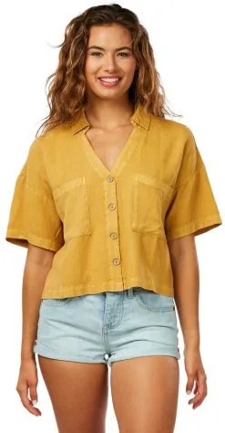 Rip Curl Premium Linen Shirt Women, Gul