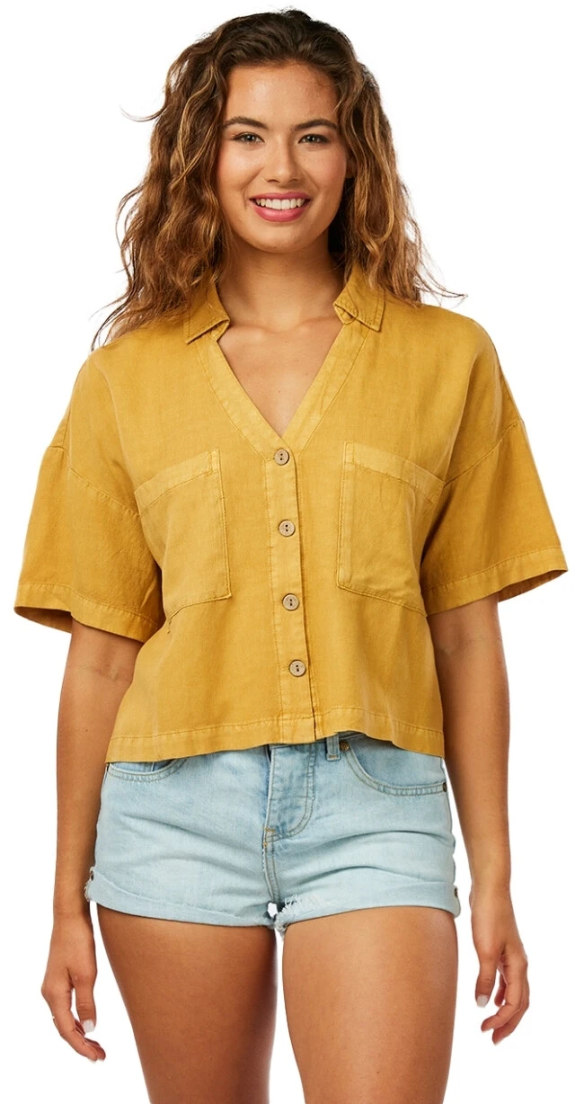 Rip Curl Premium Linen Shirt Women, Gul 3 Rip Curl Premium Linen Shirt Women, Gul