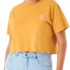 Rip Curl Search Icon Cropped T-shirt Damer, Gul -Campingtøj Butik rip curl search icon crop tee women gold 9