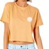 Rip Curl Wettie Icon II Crop-tr&oslash;je Damer, Guld -Campingtøj Butik rip curl wettie icon ii crop shirt women coral 3 1