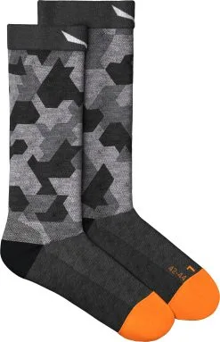 SALEWA Pedroc Camo Am Crew Socks Men, Sort/gr&aring;