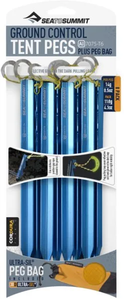 Sea To Summit Ground Control Teltpl&oslash;kker 8-pak, Bl&aring;