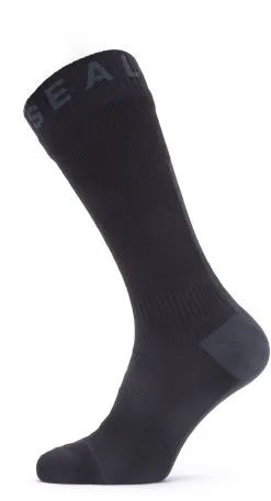 Sealskinz Waterproof All Weather Str&oslash;mper Med HydroStop, Sort/gul