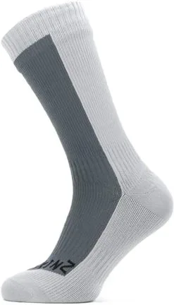 Sealskinz Waterproof Cold Weather Melleml&aelig;ngde Sokker M. Hydrostop, Gr&aring;/sort