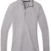 Smartwool Classic All-Season Merino Basislag Overdel Med 1/4 Lynl&aring;s Damer, Gr&aring; -Campingtøj Butik smartwool classic all season merino base layer 1 4 zip boxed women light gray heather 3