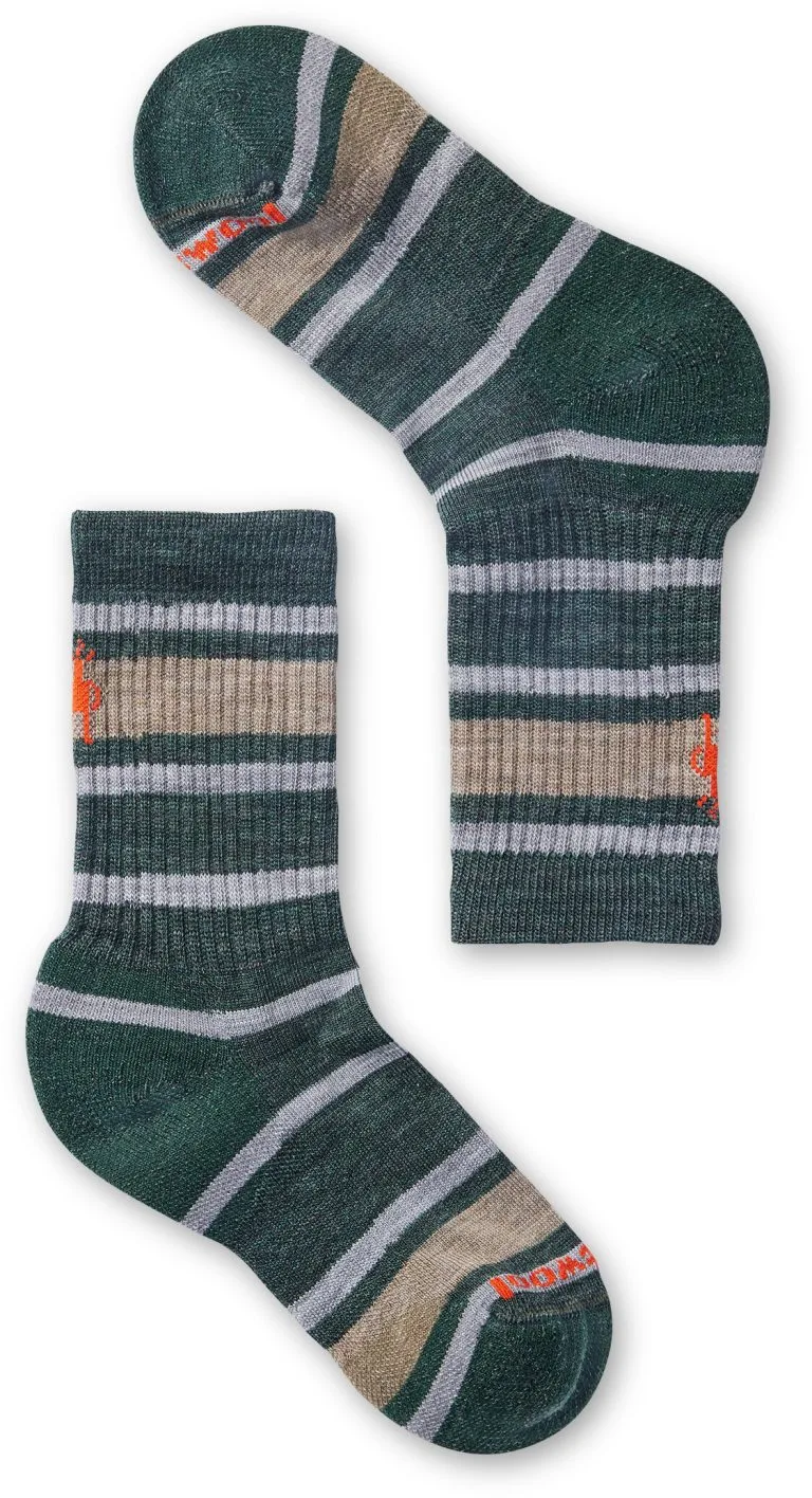 Smartwool Hike Light Cushion Striped Crew-sokker Børn, Rød 3 Smartwool Hike Light Cushion Striped Crew-sokker Børn, Rød