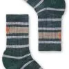Smartwool Hike Light Cushion Striped Crew-sokker B&oslash;rn, Gr&oslash;n -Campingtøj Butik smartwool hike light cushion striped crew socks kids dark sage 1