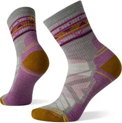 Smartwool Hike Light Cushion Zig Zag Valley Mid Crew Sokker Damer, Gr&aring;/violet