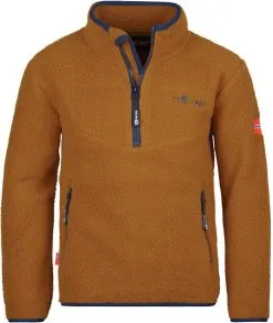 TROLLKIDS Hemsedal Fleecetr&oslash;je Med Halv Lynl&aring;s B&oslash;rn, Brun