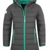 TROLLKIDS Stavanger Frakke Piger, Gr&oslash;n -Campingtøj Butik trollkids stavanger coat girls anthracite mint 2