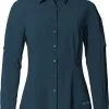VAUDE Farley Stretch LS T-Shirt Women, Bl&aring; -Campingtøj Butik vaude farley stretch ls t shirt women dark sea 7