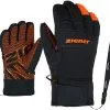 Ziener Lanus AS PR Handsker B&oslash;rn, Sort/orange -Campingtøj Butik ziener lanus as pr gloves kids bright orange 1